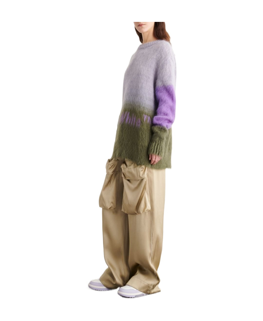 Off-white Mohair Helvetica Logo Crewneck T-shirt In Gray