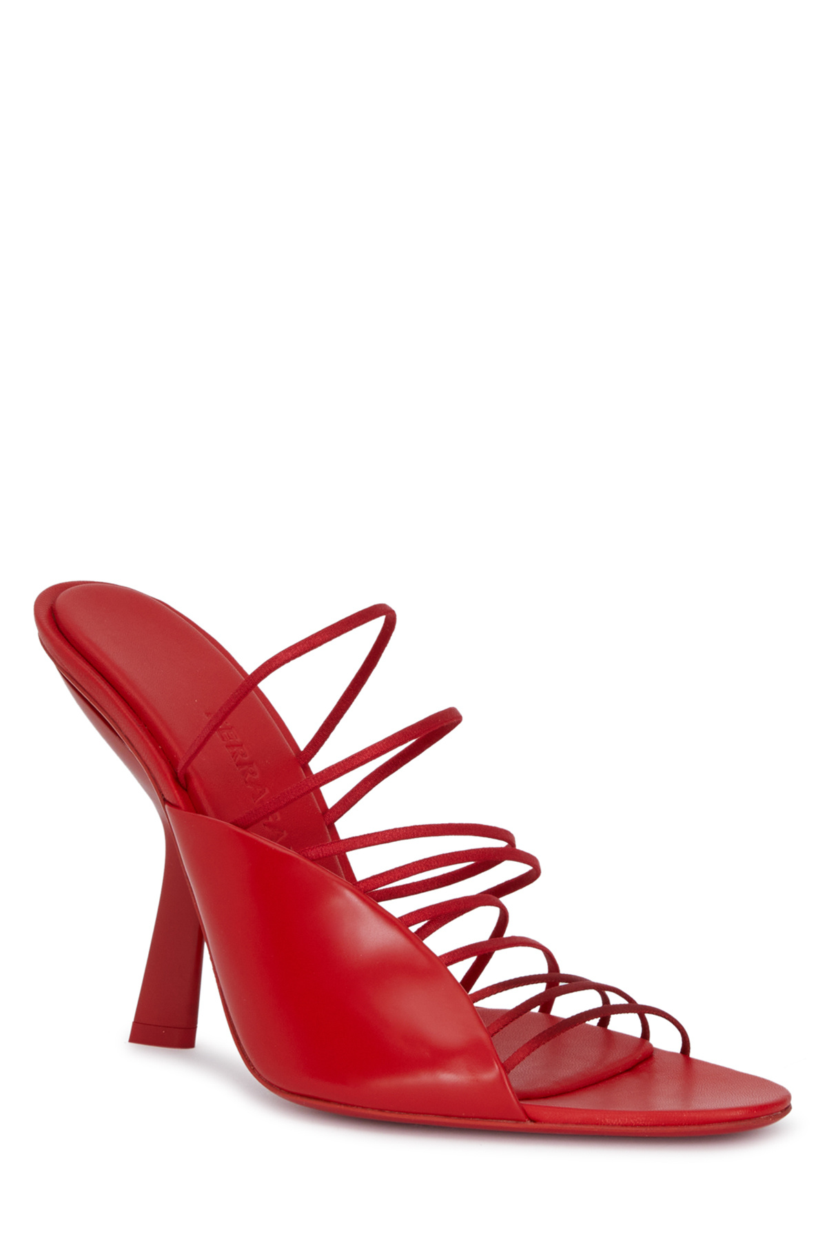 Ferragamo Ladies Red Leather Altaire Ultra Fine Strap Sandals In Multi