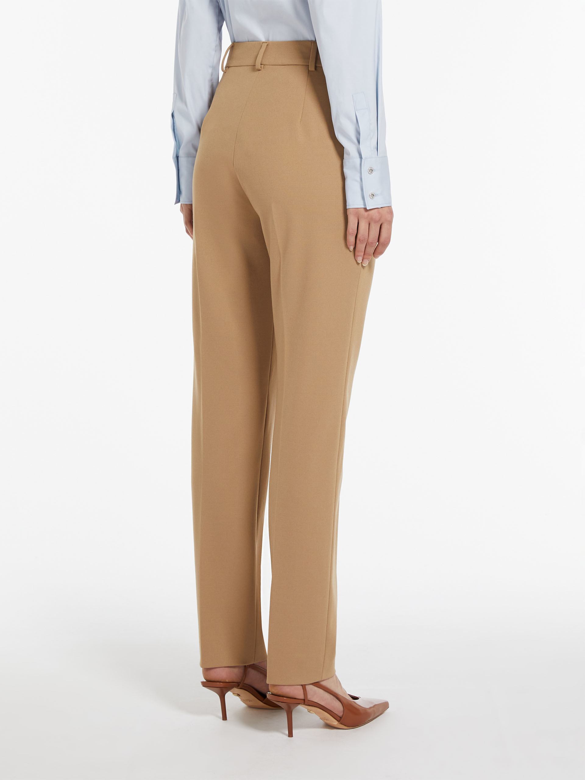 Max Mara Slim-fit Stretch-wool Trousers With Double Pleats In Brown