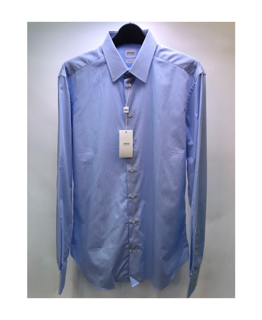 Armani Collezioni Long-sleeved Shirt In Blue