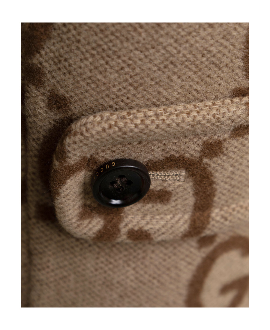Gucci Gg-pattern Single-breasted Coat In Nude