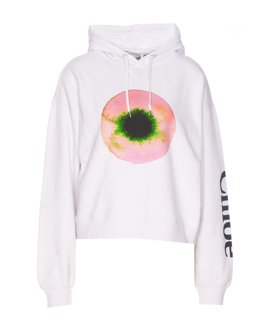 Chloé Abstract-print Cotton Hoodie In White
