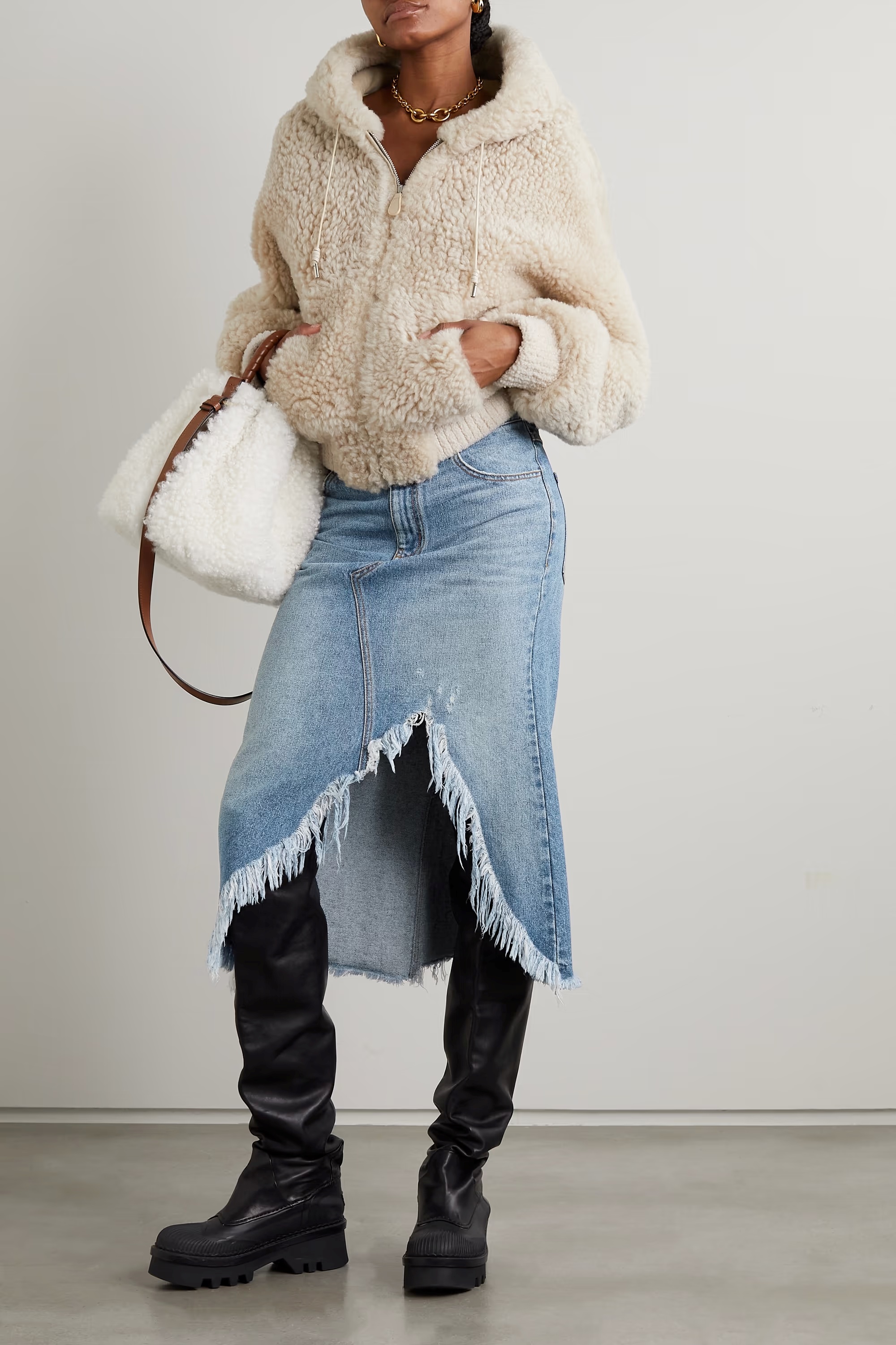 Chloé Asymmetrical Hem Denim Skirt In Blue