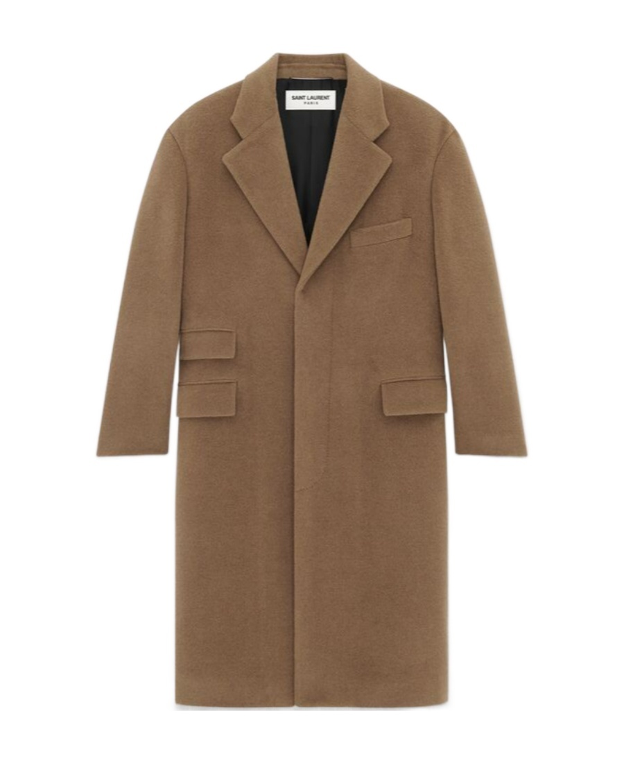 Saint Laurent Brushed Wool-felt Coat In Brown