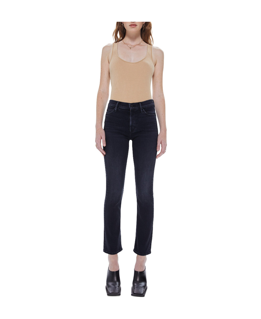 Mother Mid-waist Ankle Jeans In Black