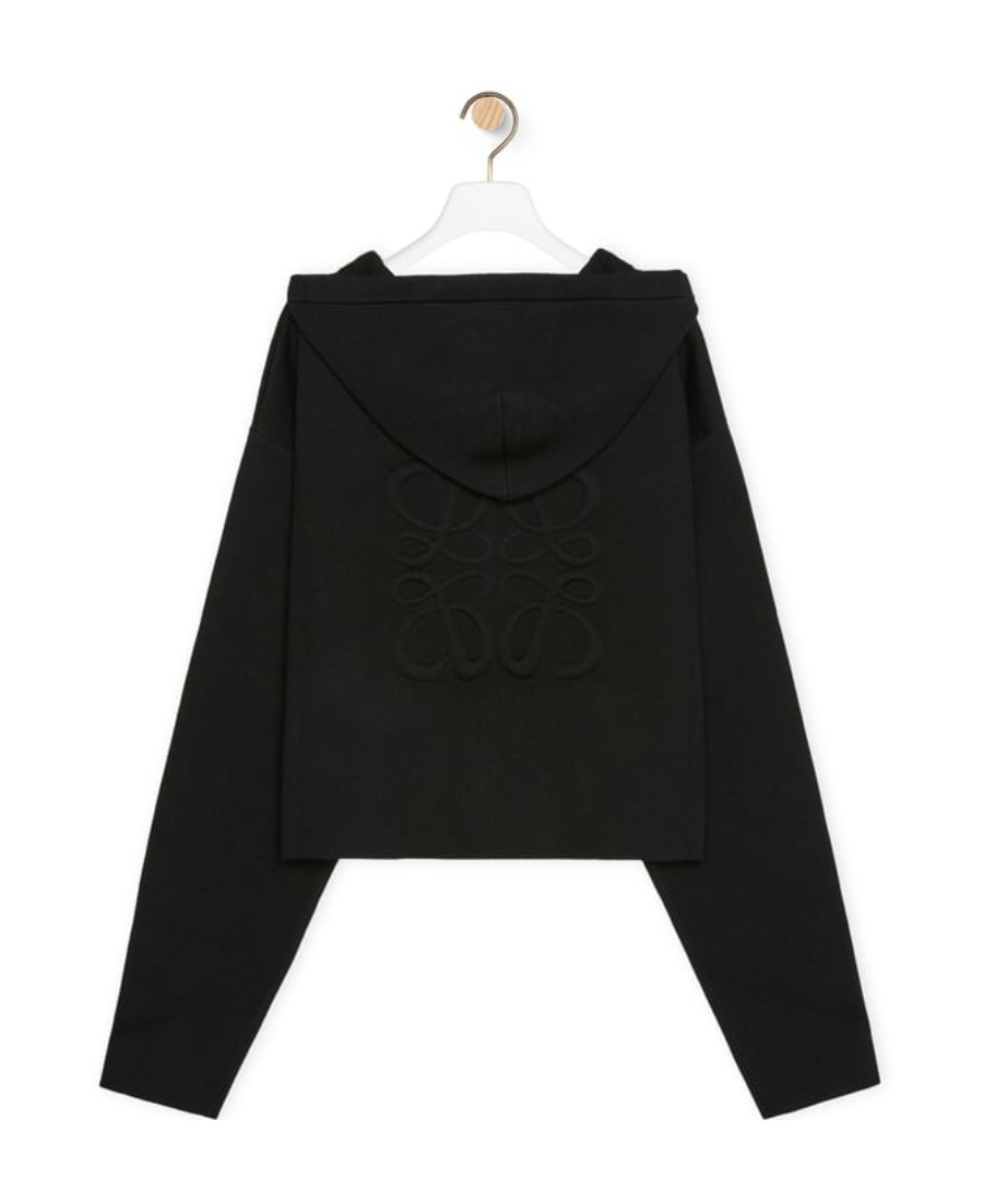 Loewe Anagram Zip-up Hoodie In Black