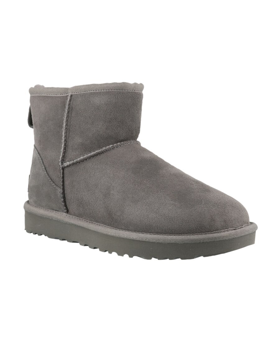 Ugg Classic Mini Ii Suede Boots With Shearling Lining In Gray
