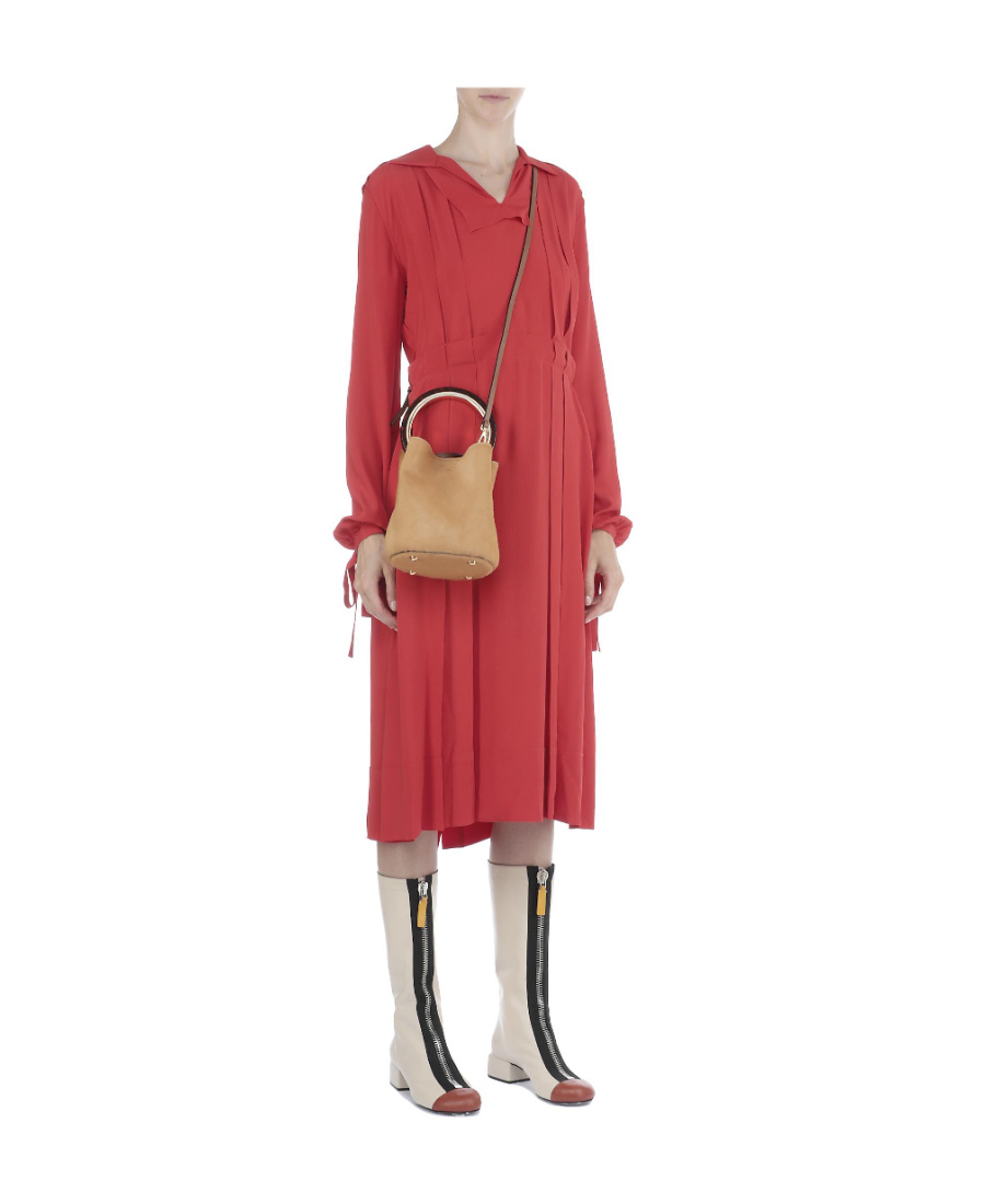 Marni Handle Bucket Shoulder Bag In Nude