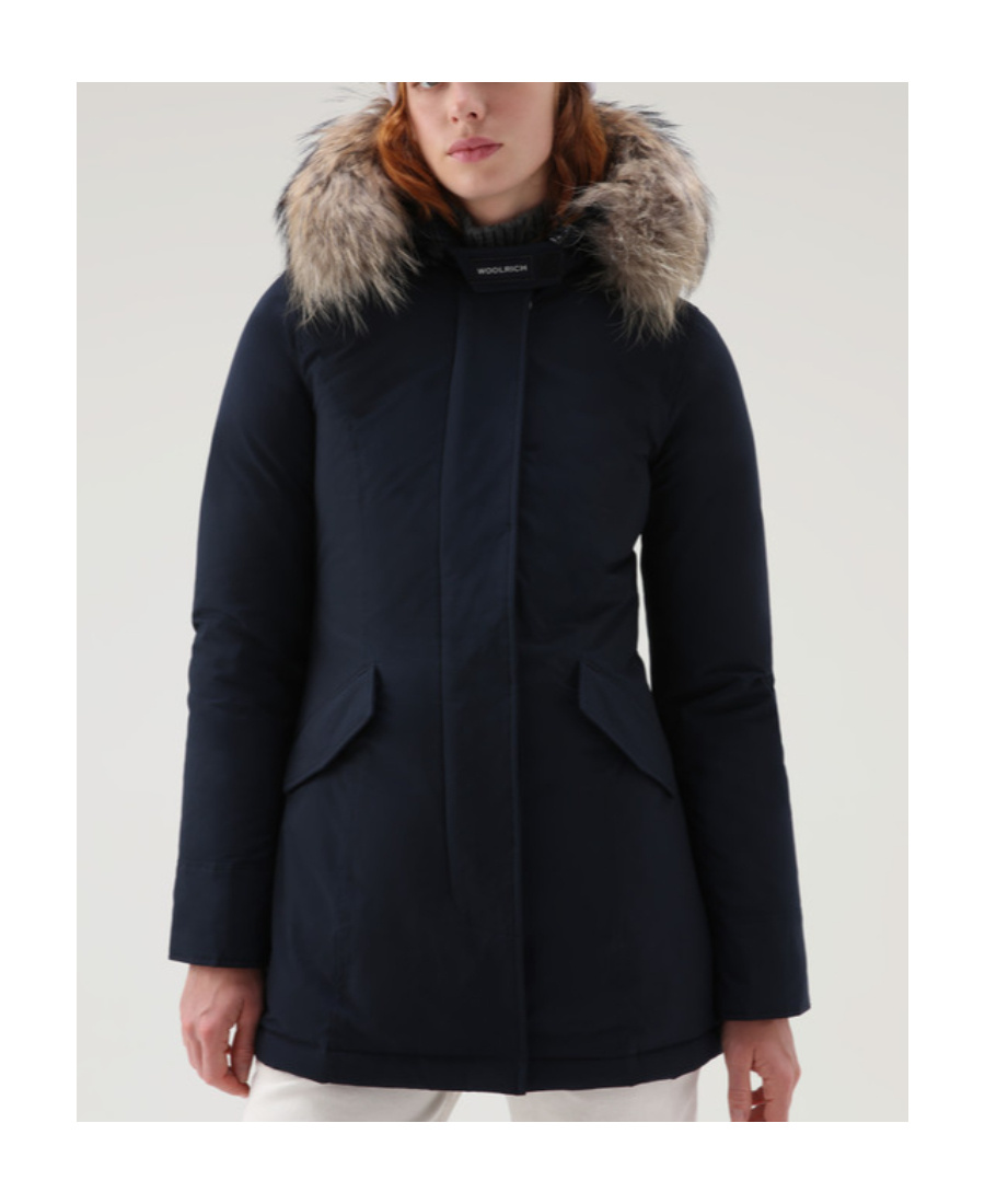Woolrich Detachable Fur Collar Parka Coat In Black