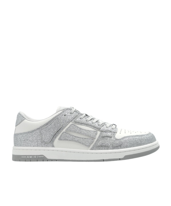Amiri Skel Top Glitter Panelled Sneakers In Gray