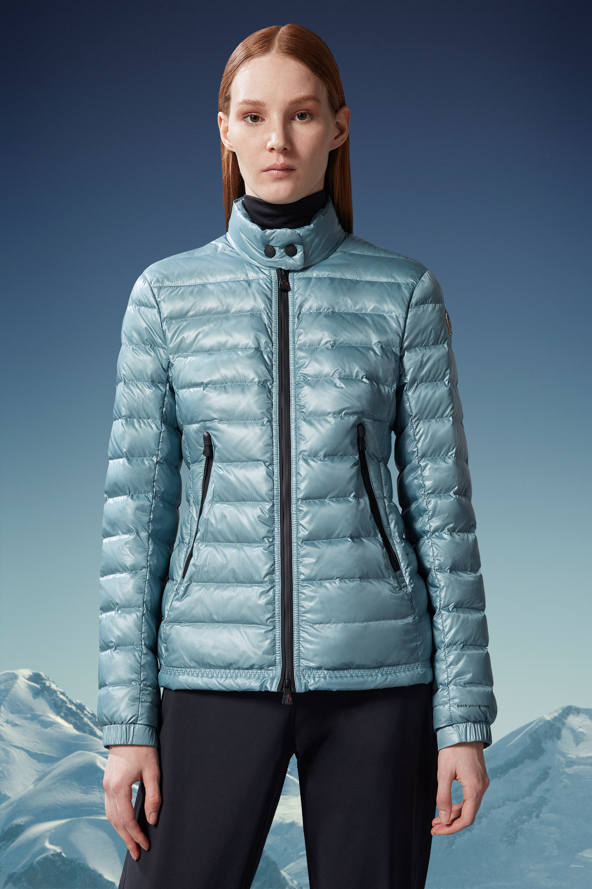 Moncler High-neck Padded Jacket In Blue