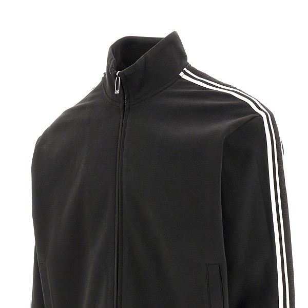 Emporio Armani Zippered High Collar Sweatshirt With Stripe Detailing In Black