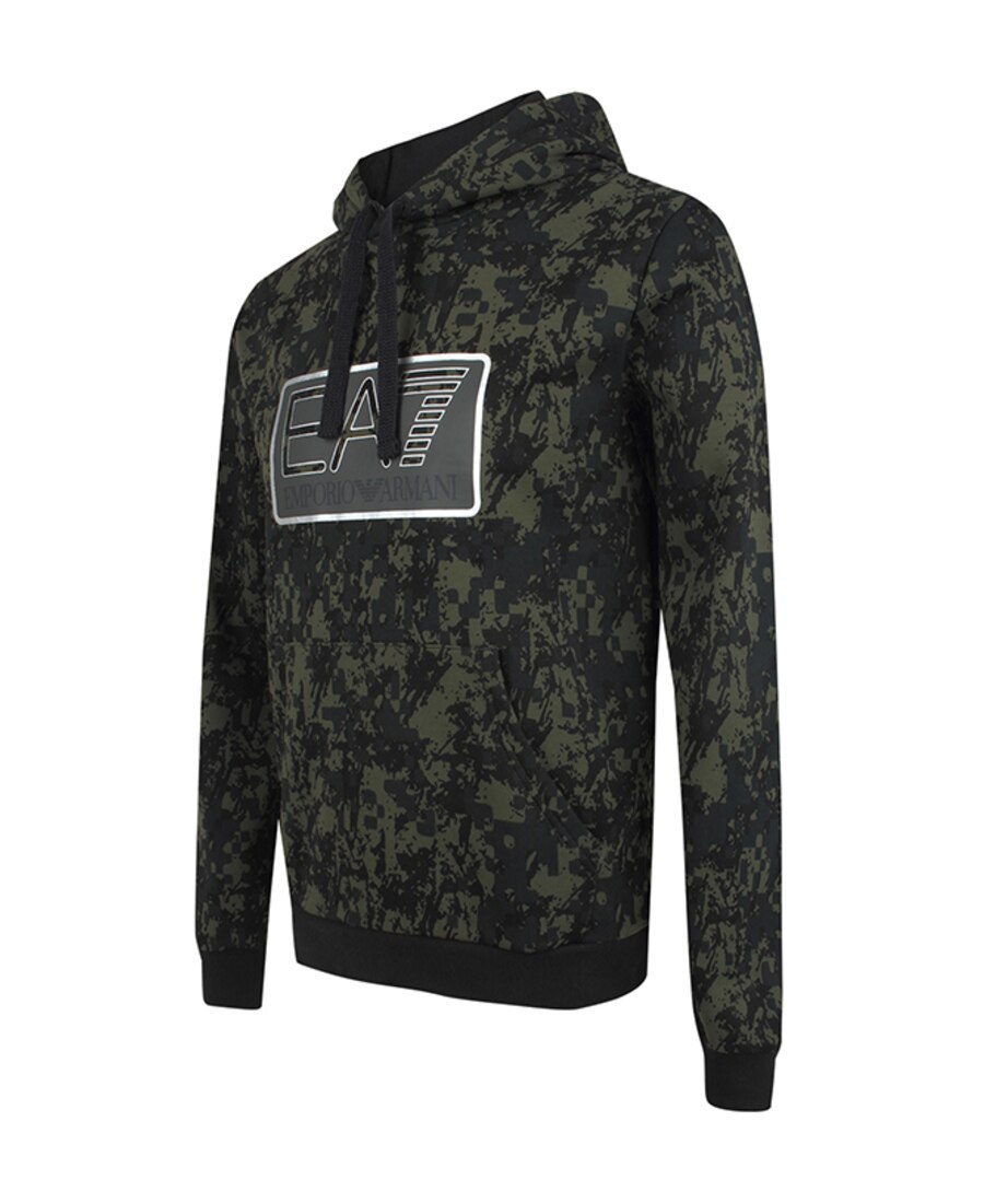 Ea7 Hooded Camouflage Sweater In Black