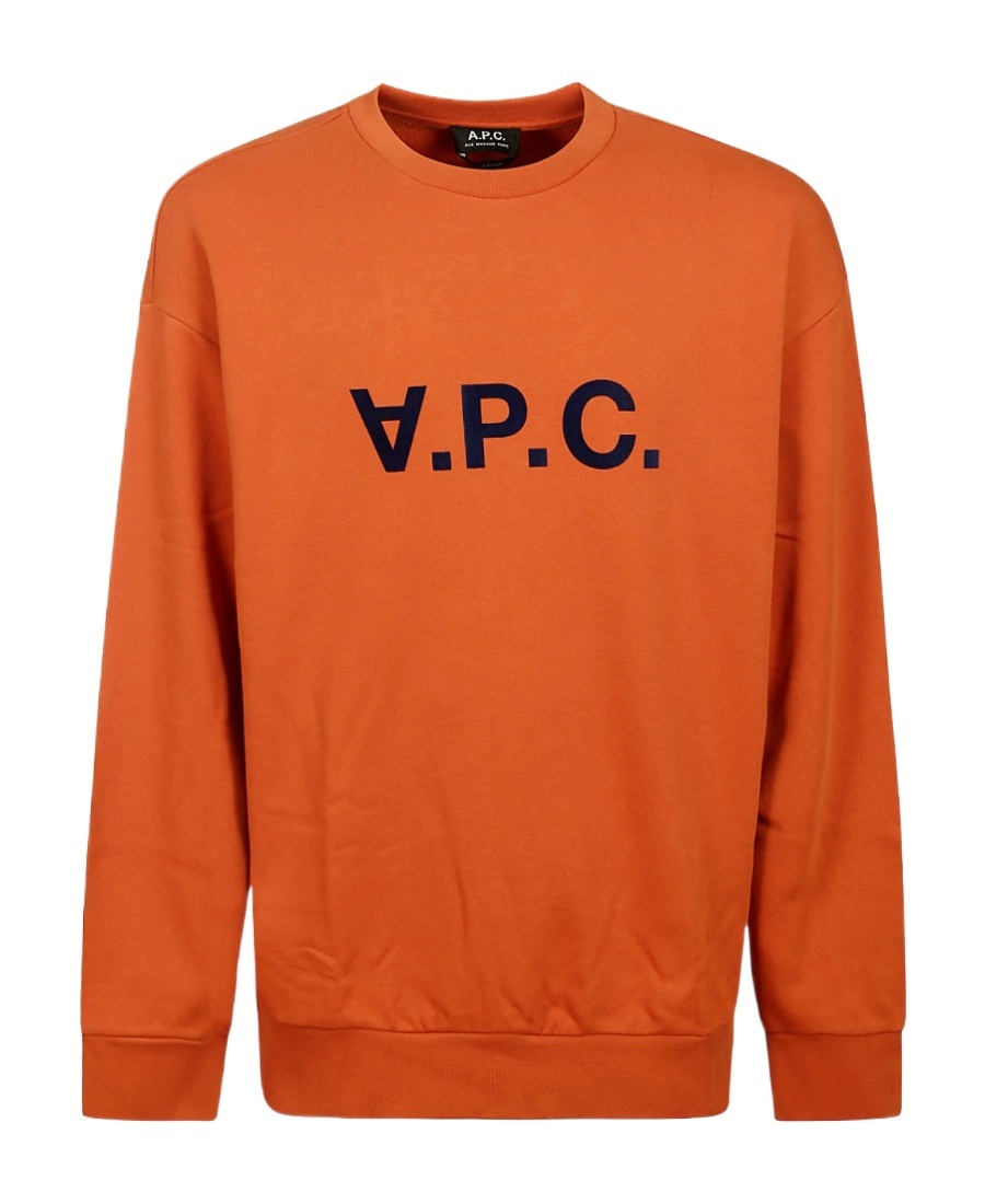 Apc Eliot Flocked-logo Cotton Sweatshirt In Orange
