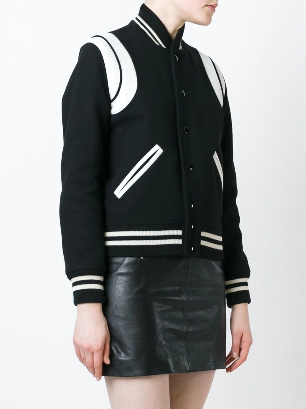 Shop Saint Laurent Two-tone Teddy Jacket In Black