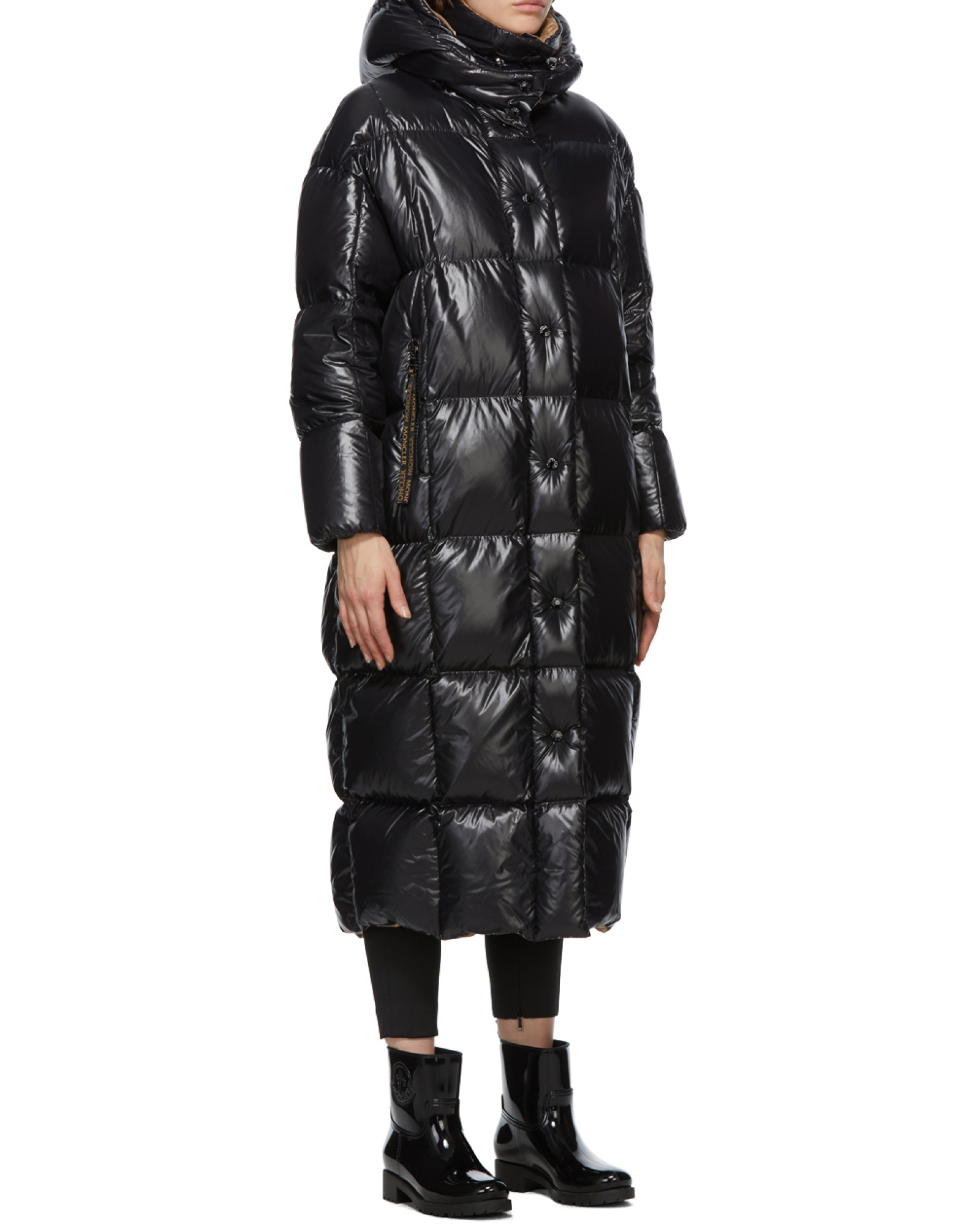 Moncler Parnaiba Hooded Long Down Jacket In Multi