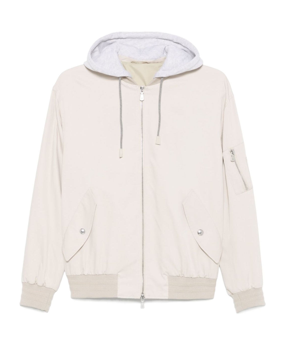 Eleventy Silk Hoodie Bomber Jacket In Neutral
