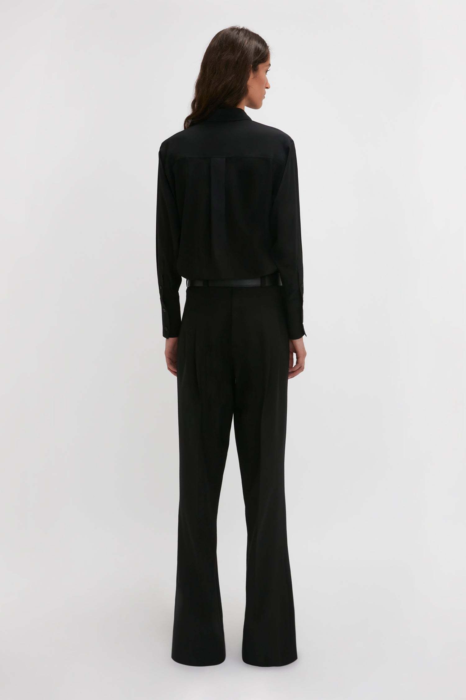 Victoria Beckham Casual Pants On The Reverse Side Of First Shearing Wool In Black