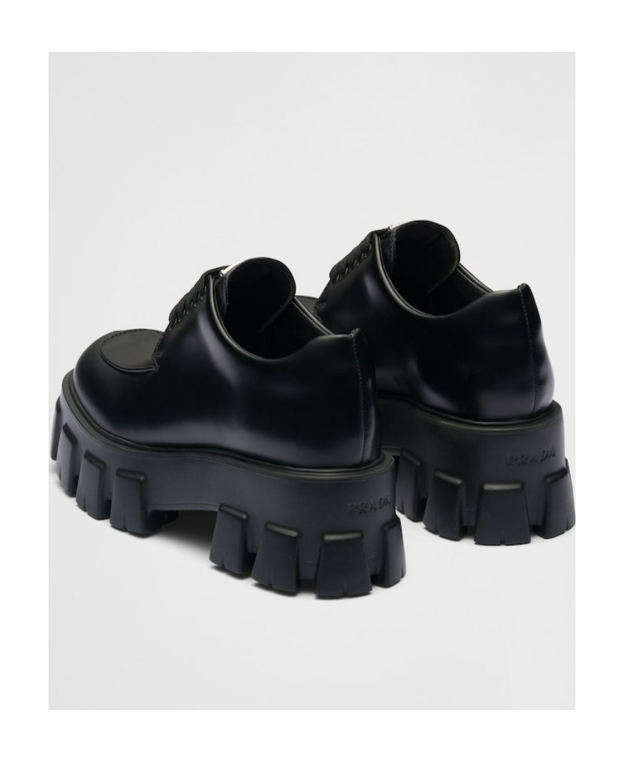 Prada Monolith Shoes With Bright Face And Thick Soles In Black