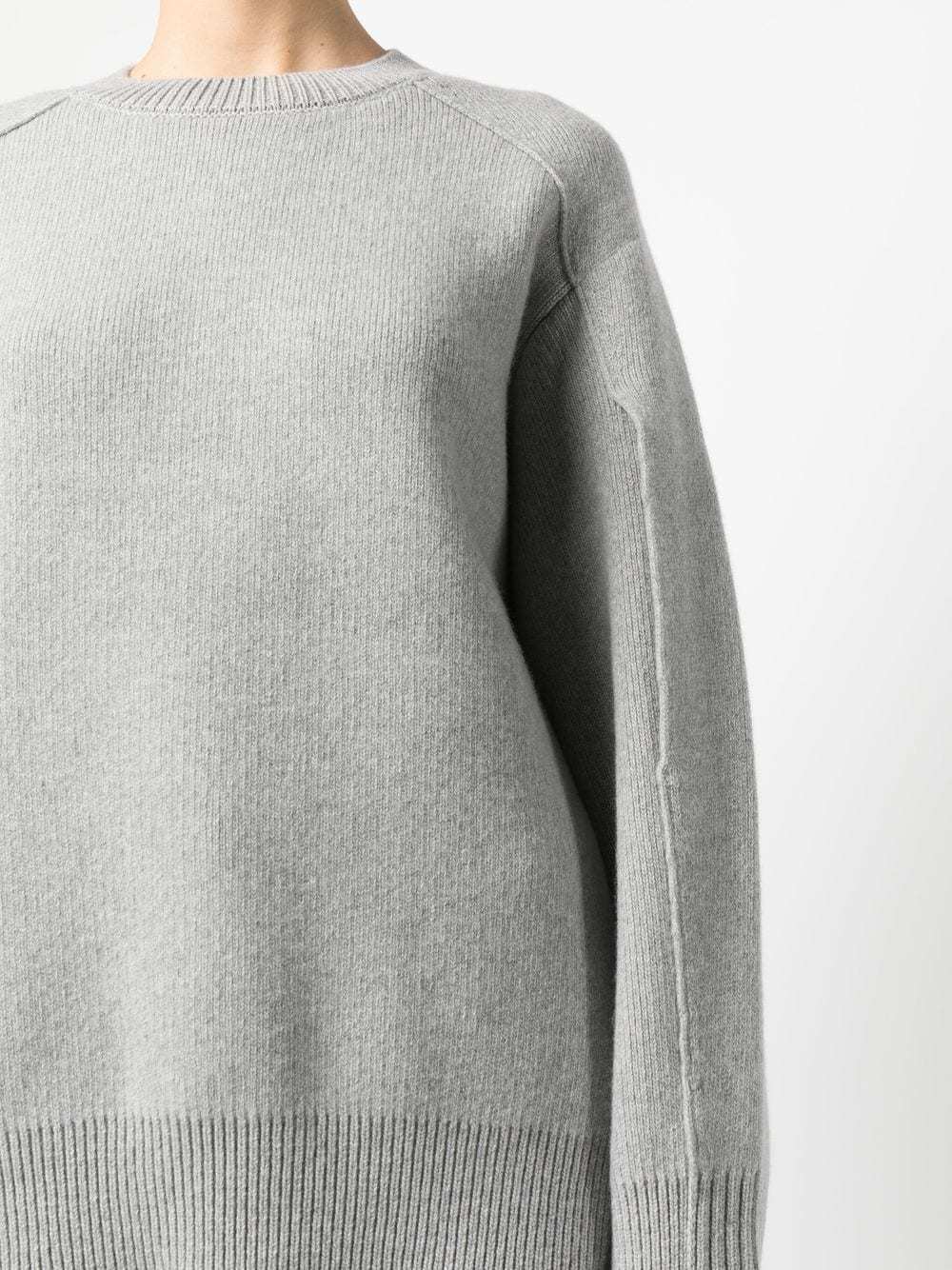 Shop Lanvin Round-neck Cape-back Jumper In Gray