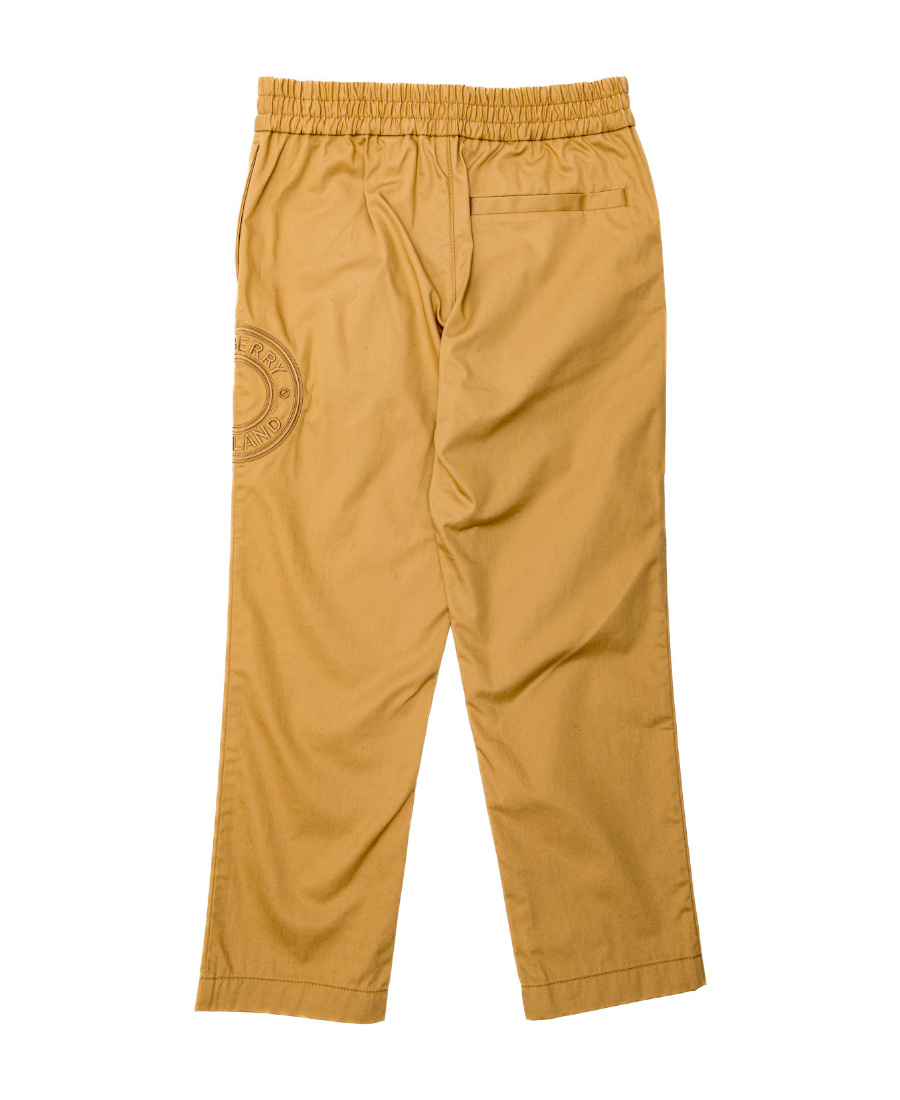 Burberry Logo Graphic Cotton Twill Trousers In Brown