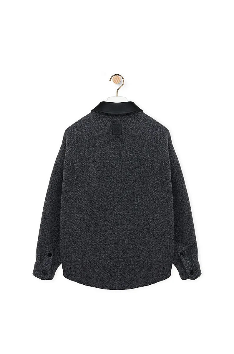 Loewe Wool And Cashmere Blended Coat Shirt In Black