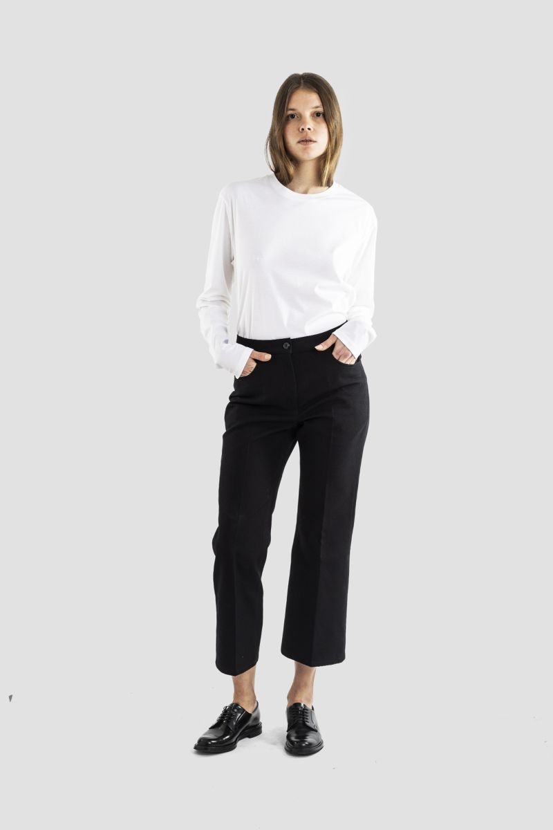 Jil Sander Pressed-crease Flared Cropped Trousers In Black