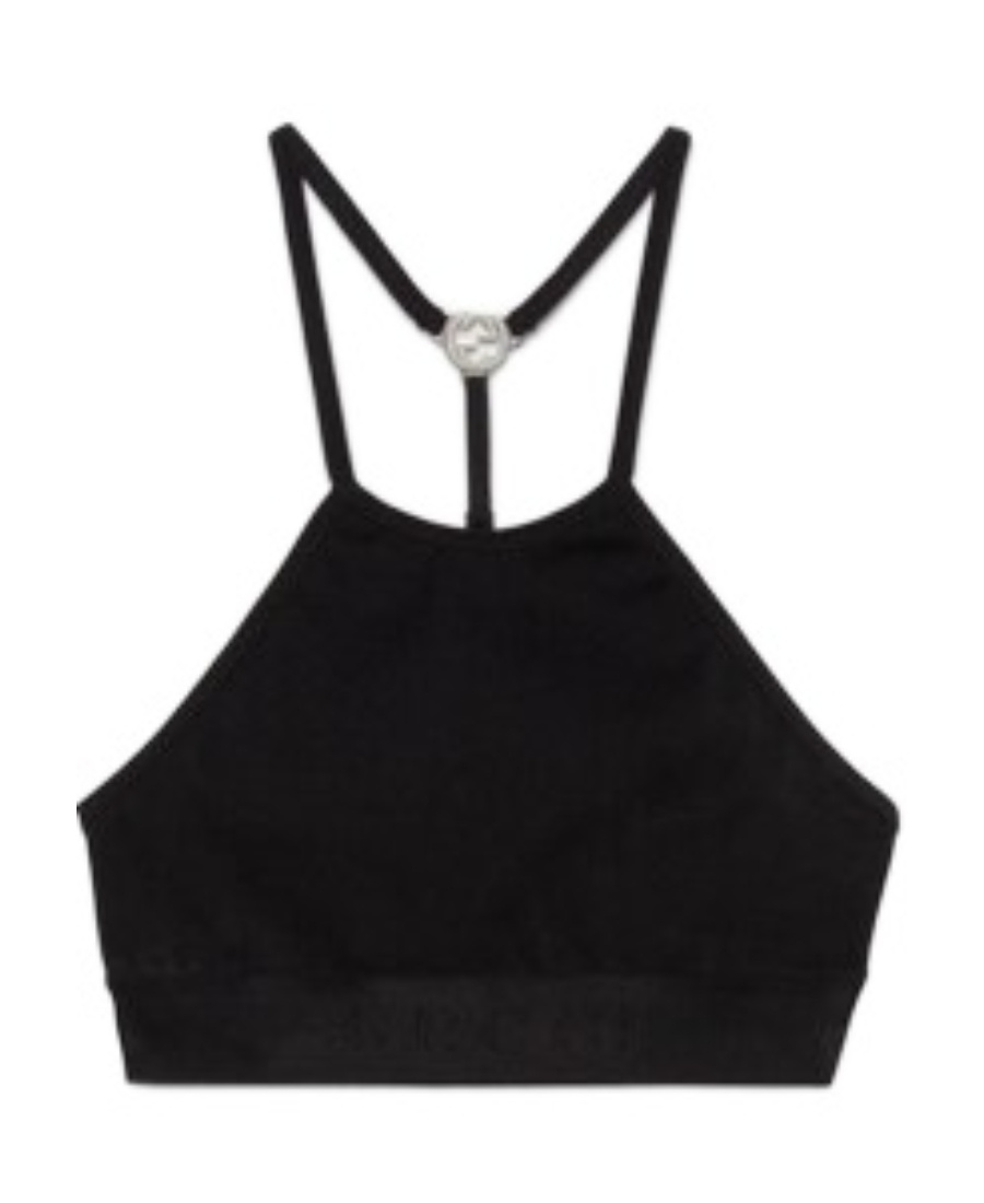 Gucci Interlocking G Ribbed Cropped Top In Black