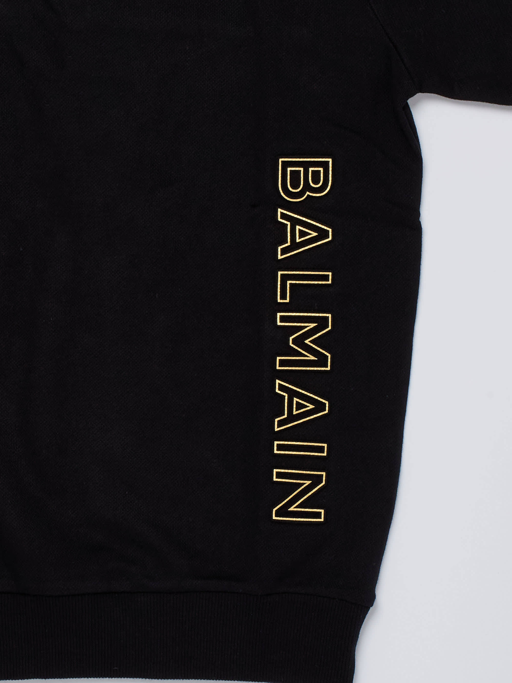 Balmain Embossed-logo Cotton Sweatshirt In Black
