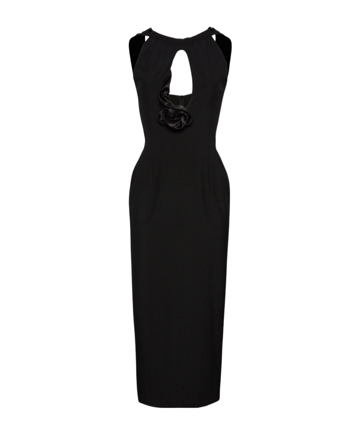 Magda Butrym Wool Midi Dress With Keyhole Opening In Black