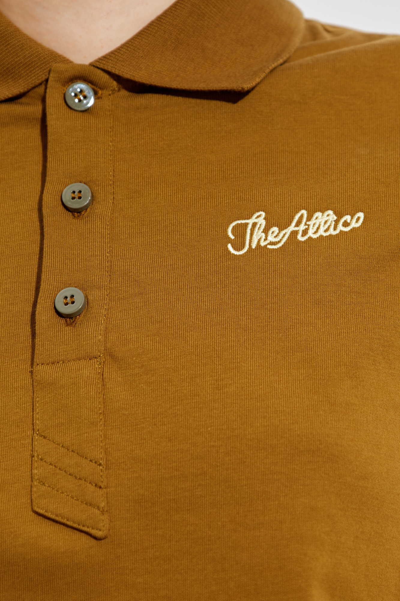 Attico Short Sleeve Polo Shirt In Brown