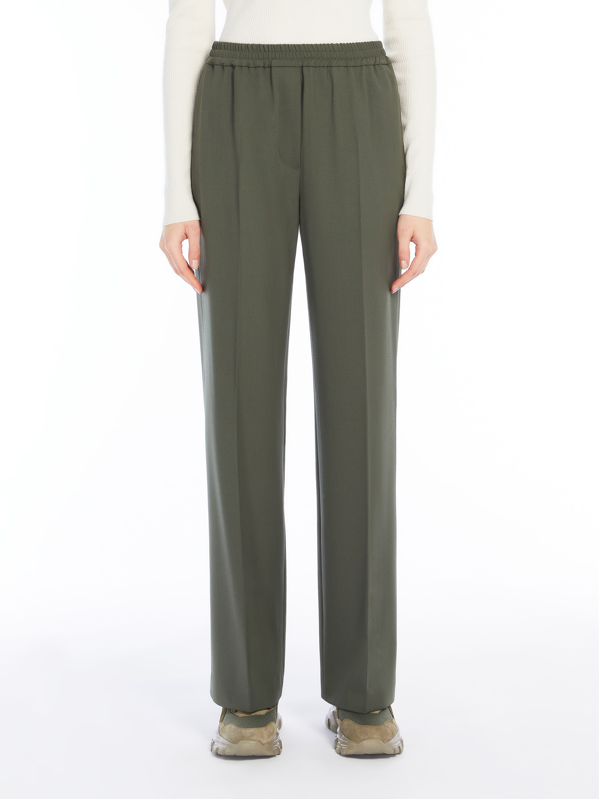Weekend Max Mara Petra Long Trouser Dark Green In Green