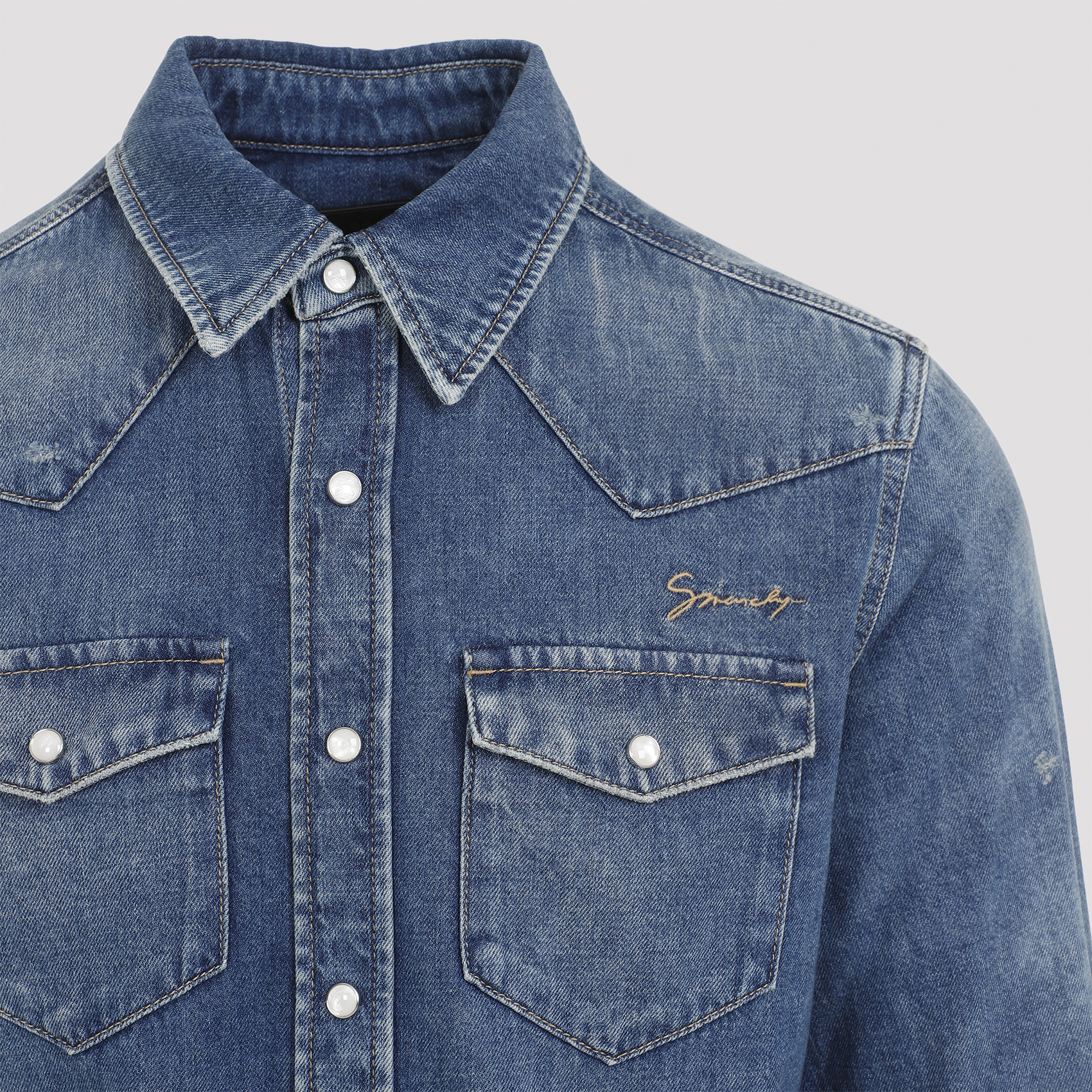 Givenchy Straight Denim Shirt In Blue