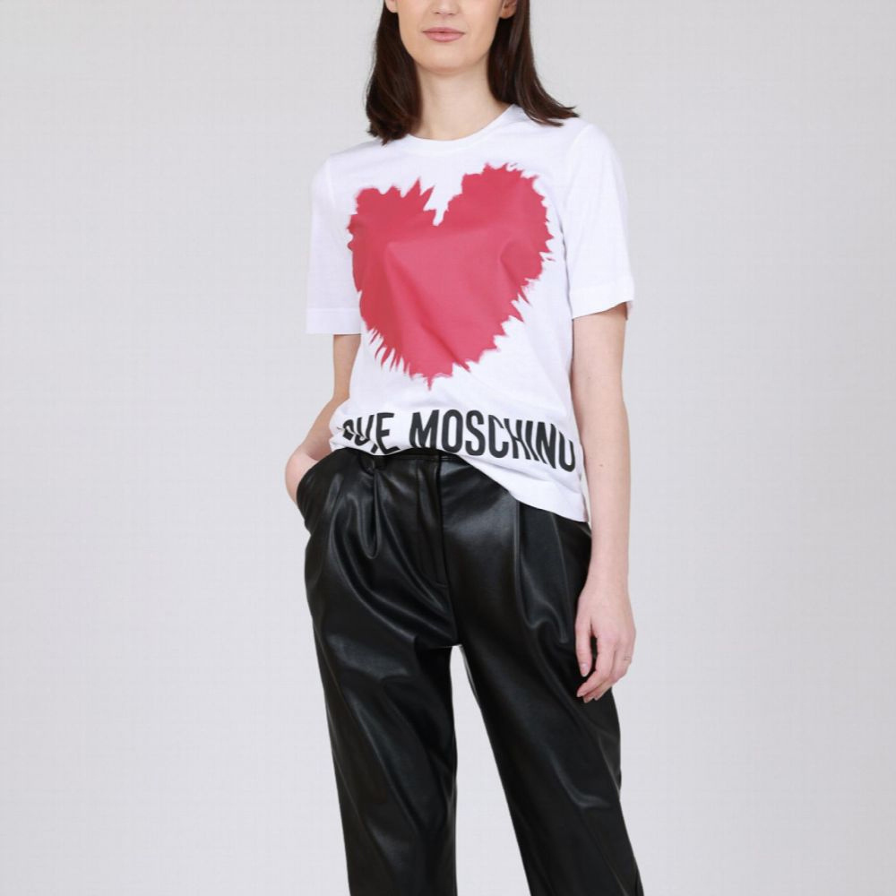 Moschino T-shirt With Round Neck And Short Sleeves In White