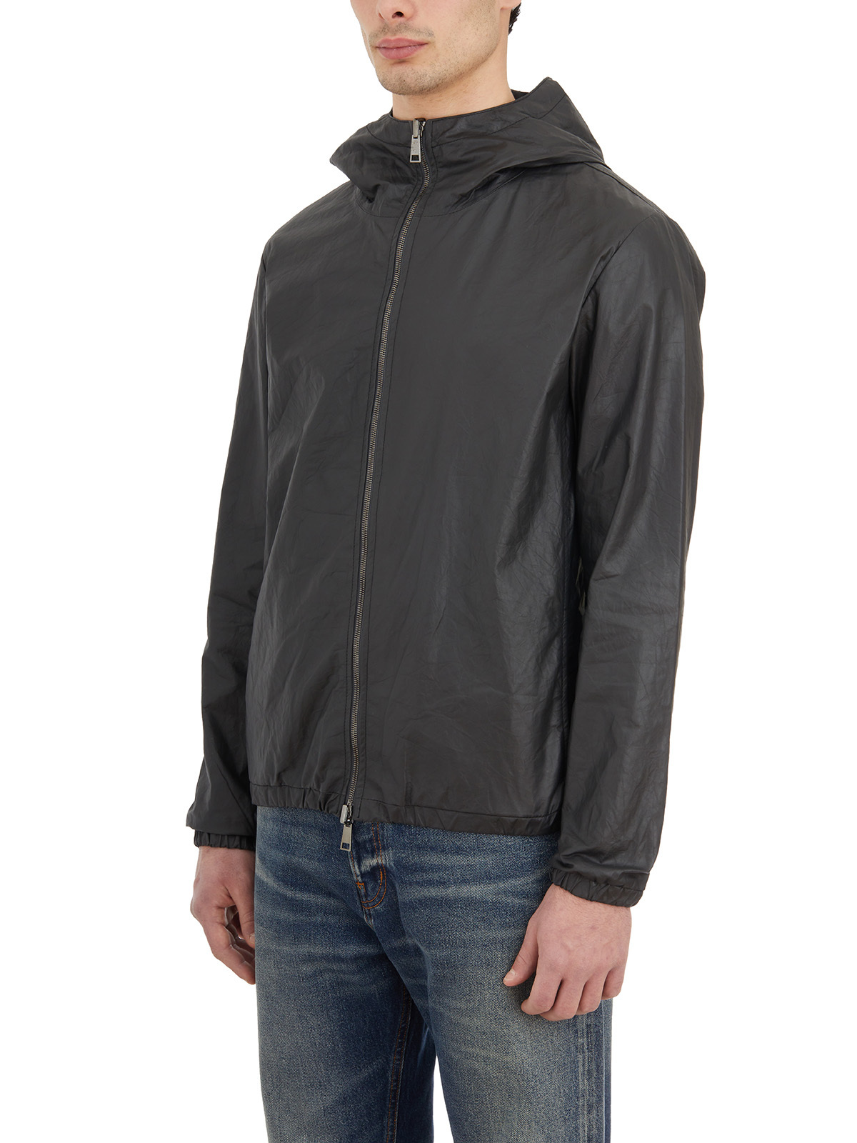 Giorgio Brato Giacca In Pelle Con Cappuccio In Black