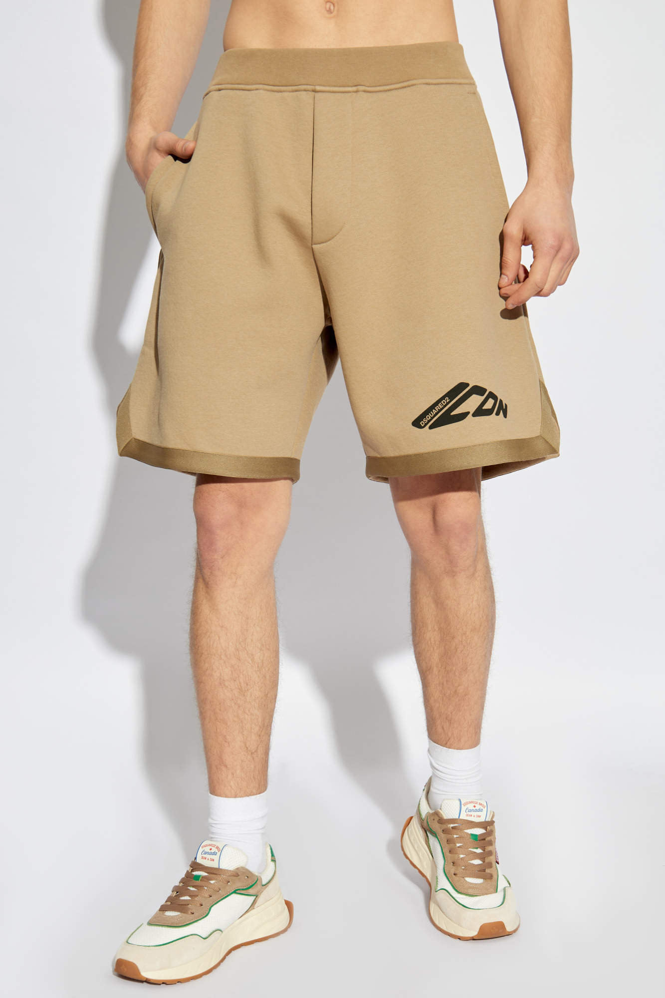 Shop Dsquared2 Printed Track Shorts In Nude