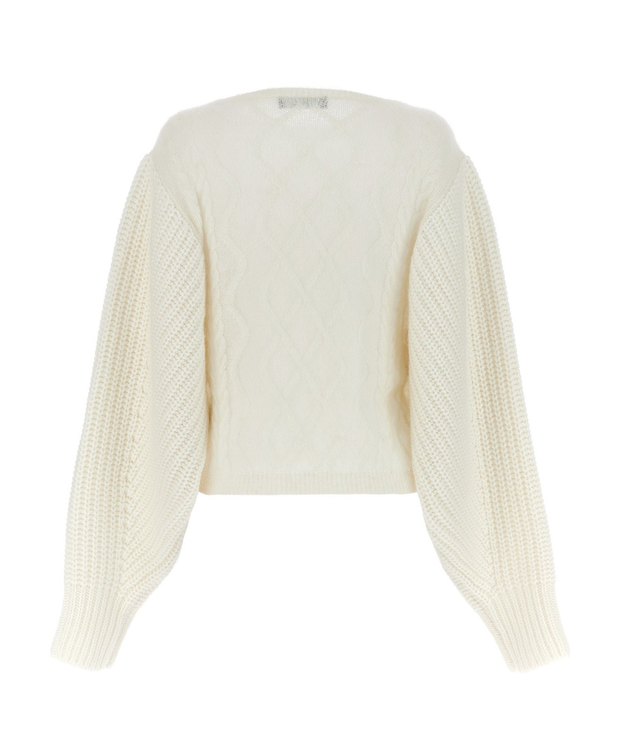 Shop Fabiana Filippi Crewneck Cable-knit Jumper In White