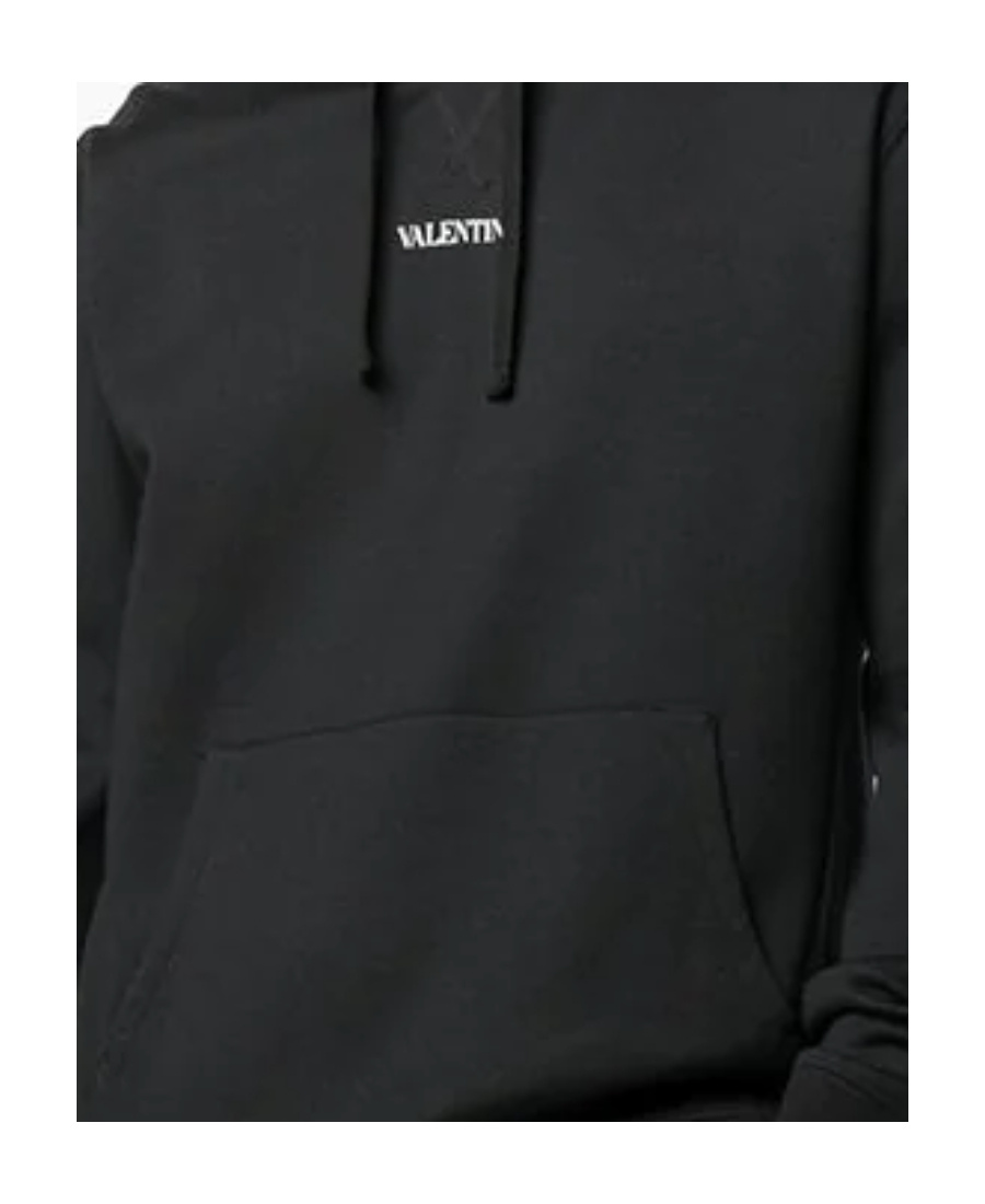 Valentino Jersey Hoodie With Logo Print In Black