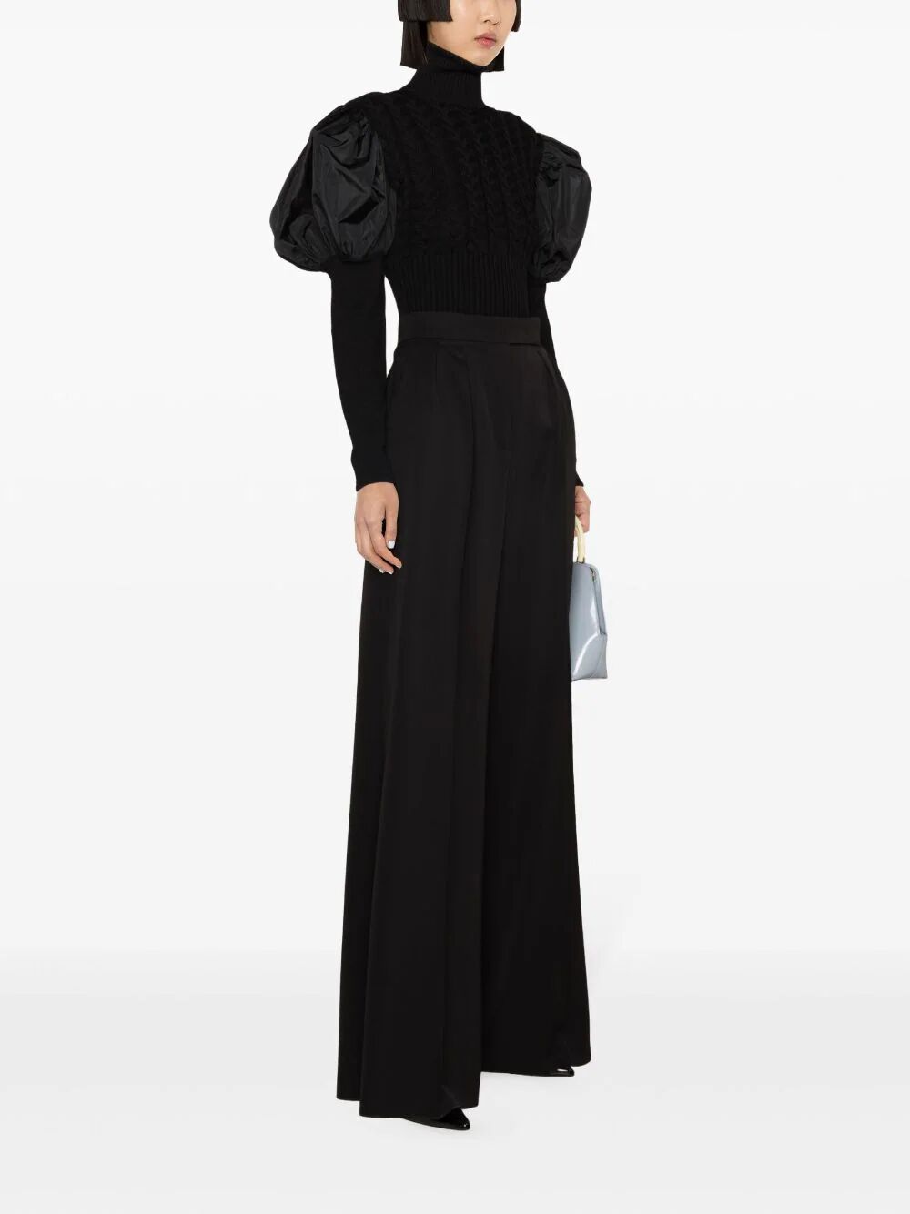 Max Mara Black Wide-leg Tailored Virgin Wool Trousers In Black