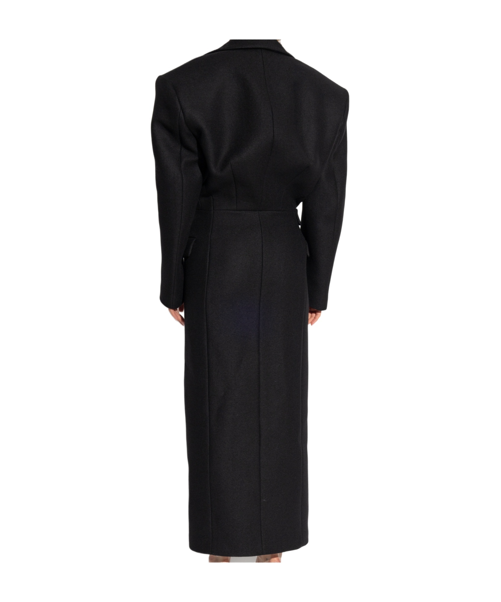 Attico Buttoned Long Coat In Black
