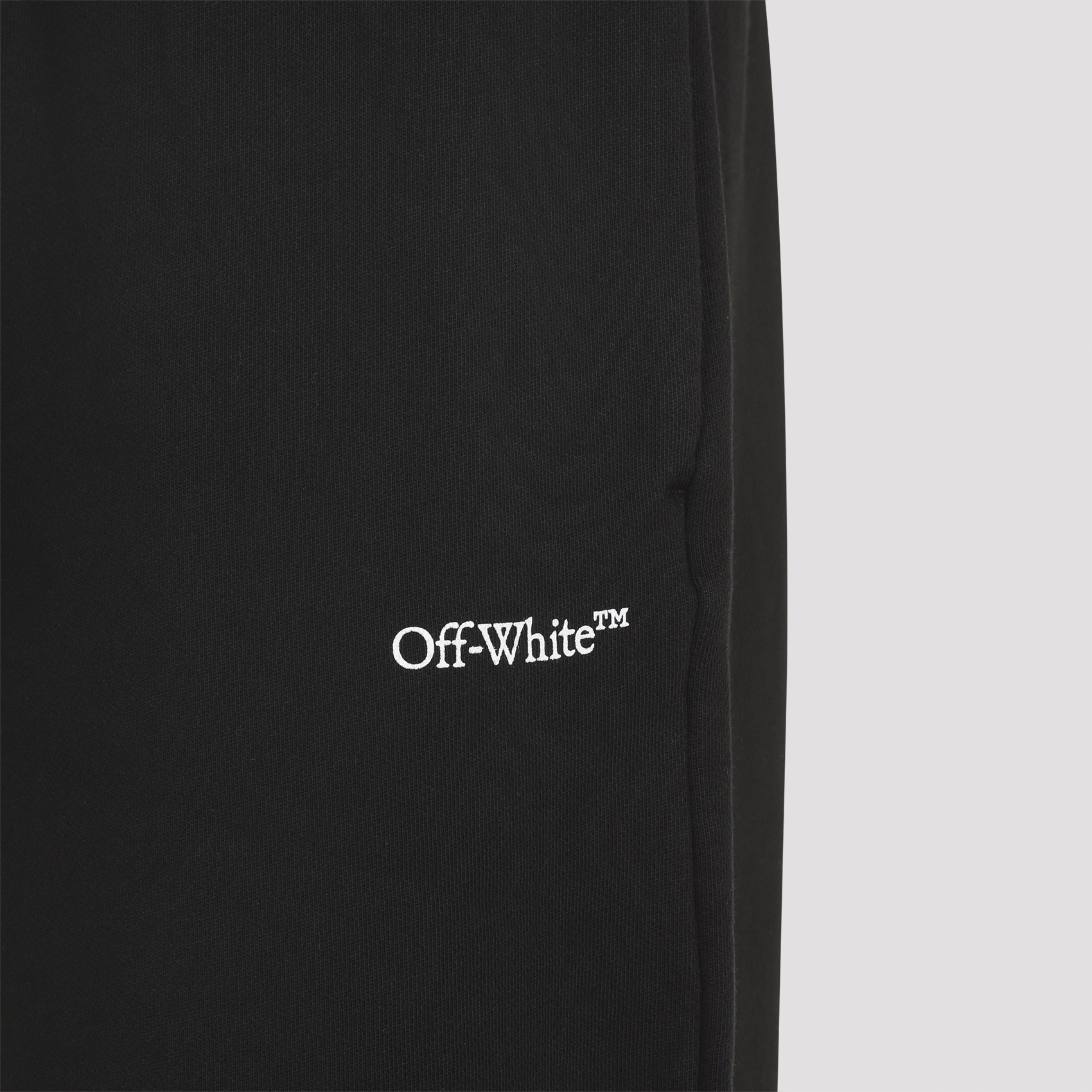 Off-white Wide-leg Cotton Joggers With Cuffed Hem In Black