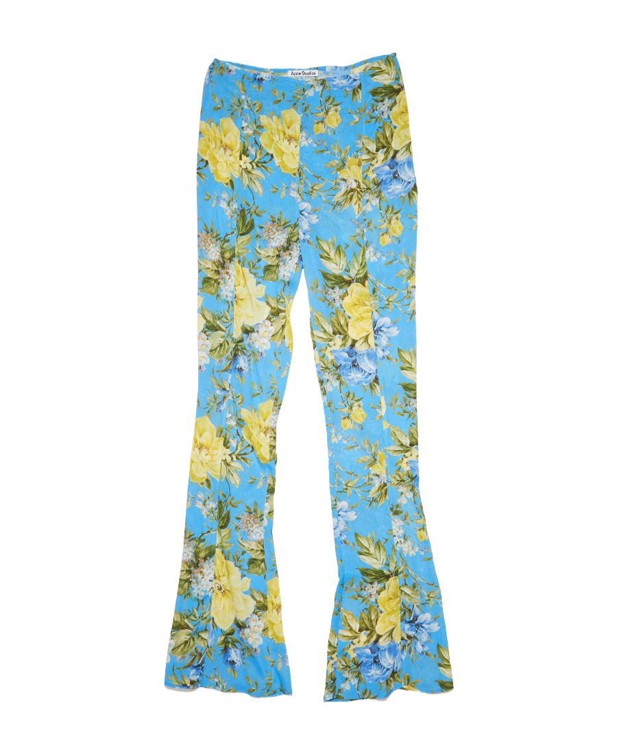 Acne Studios Floral Printed Horn Trousers In Blue