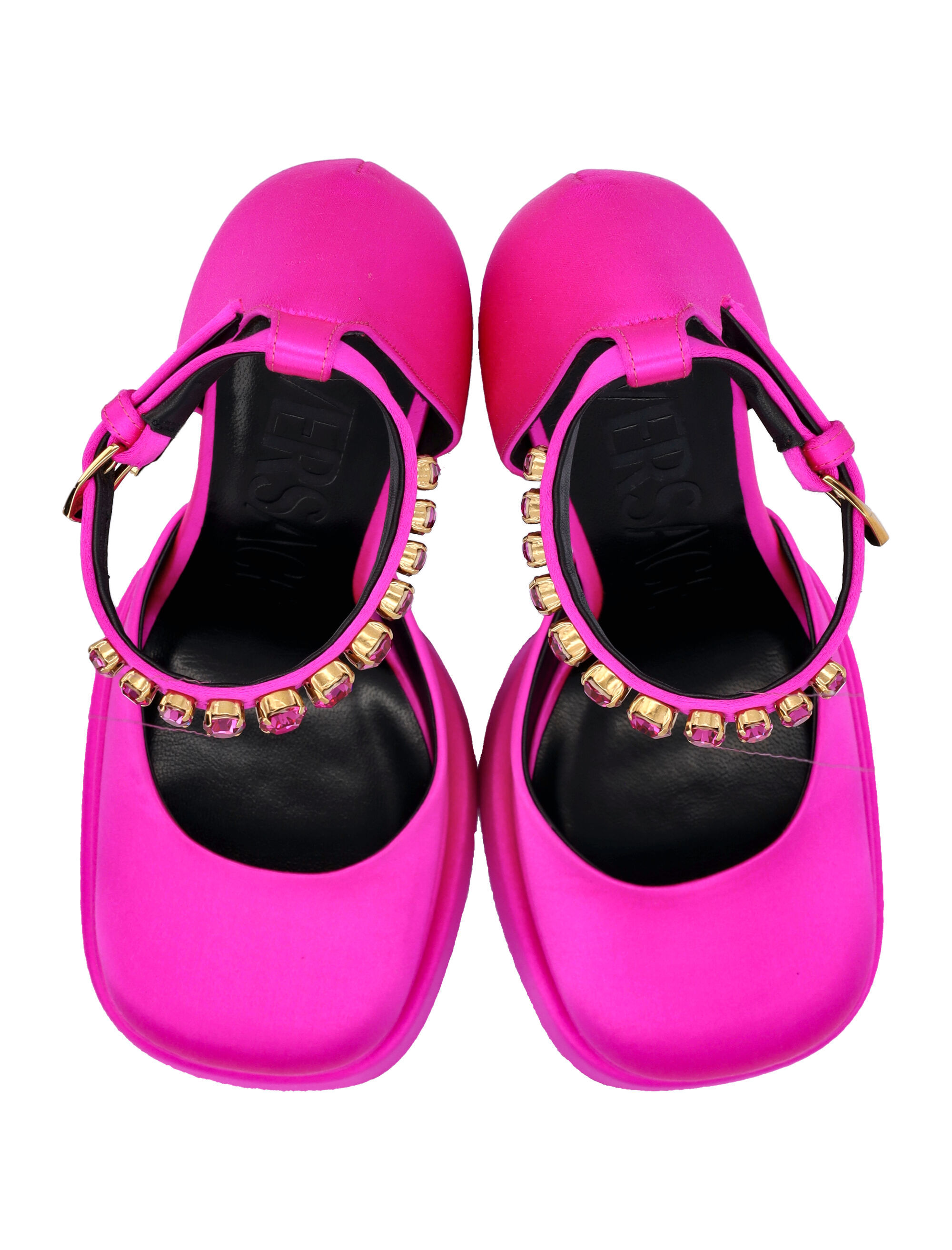 Shop Versace Medusa Head Charm Platform Sandals In Purple