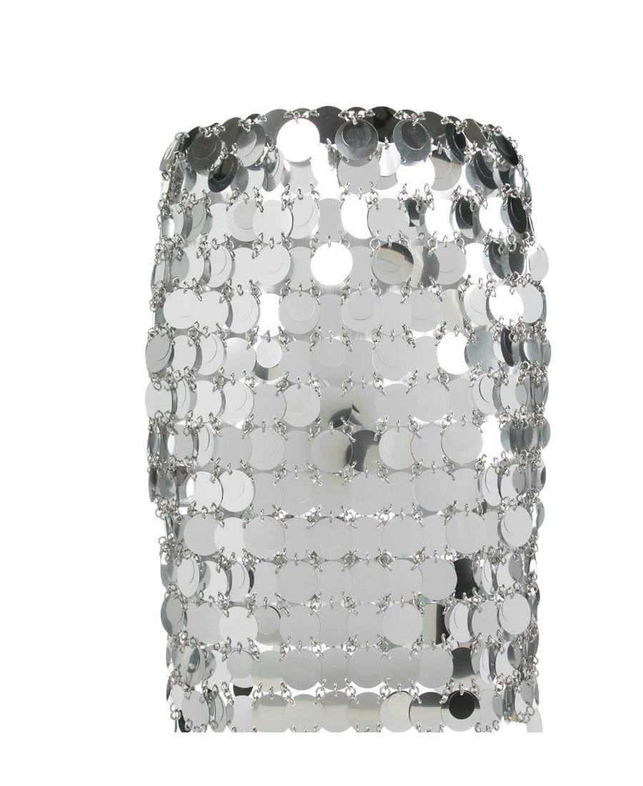 Shop Rabanne Circular Mirror-effect Discs Mini Skirt In Gray