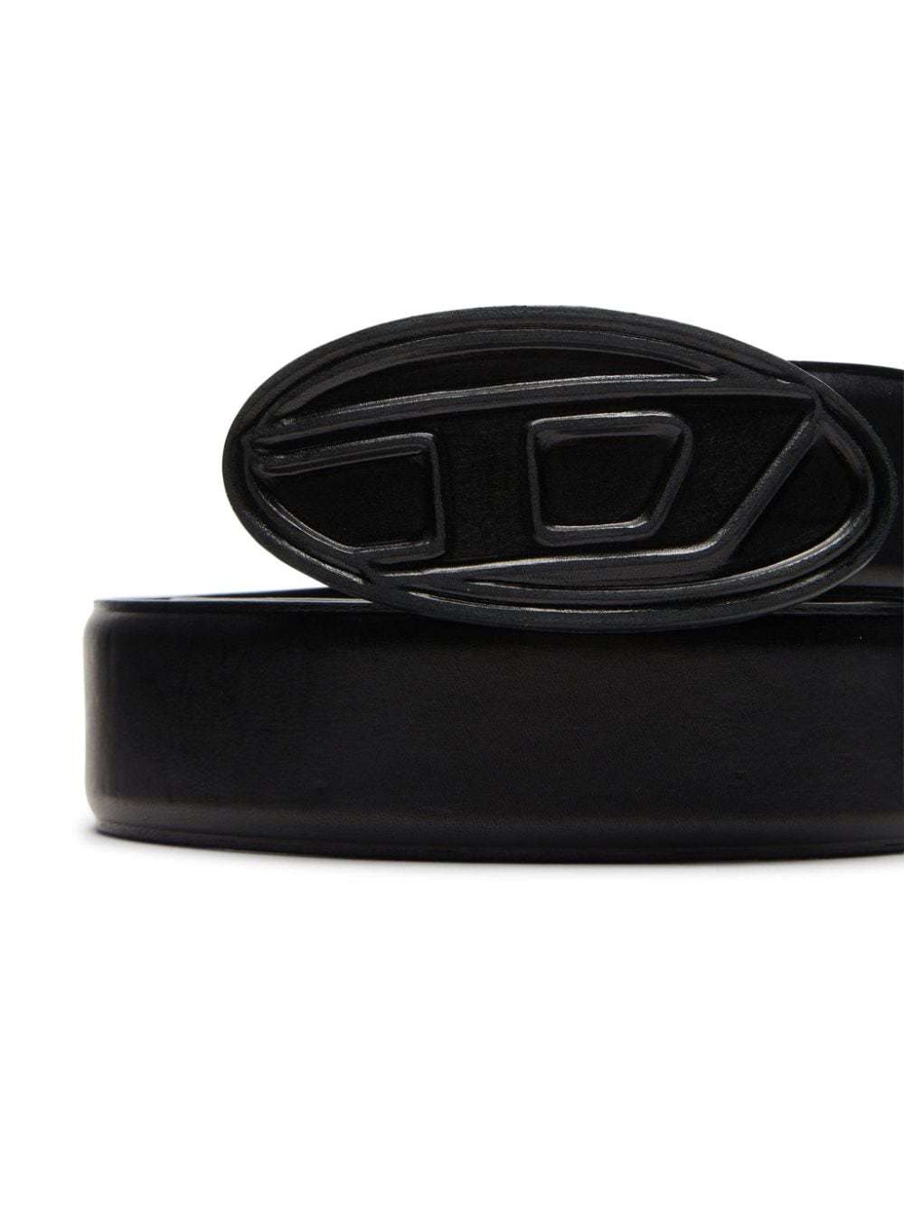 Diesel B-1dr Scratch Leather Belt In Black