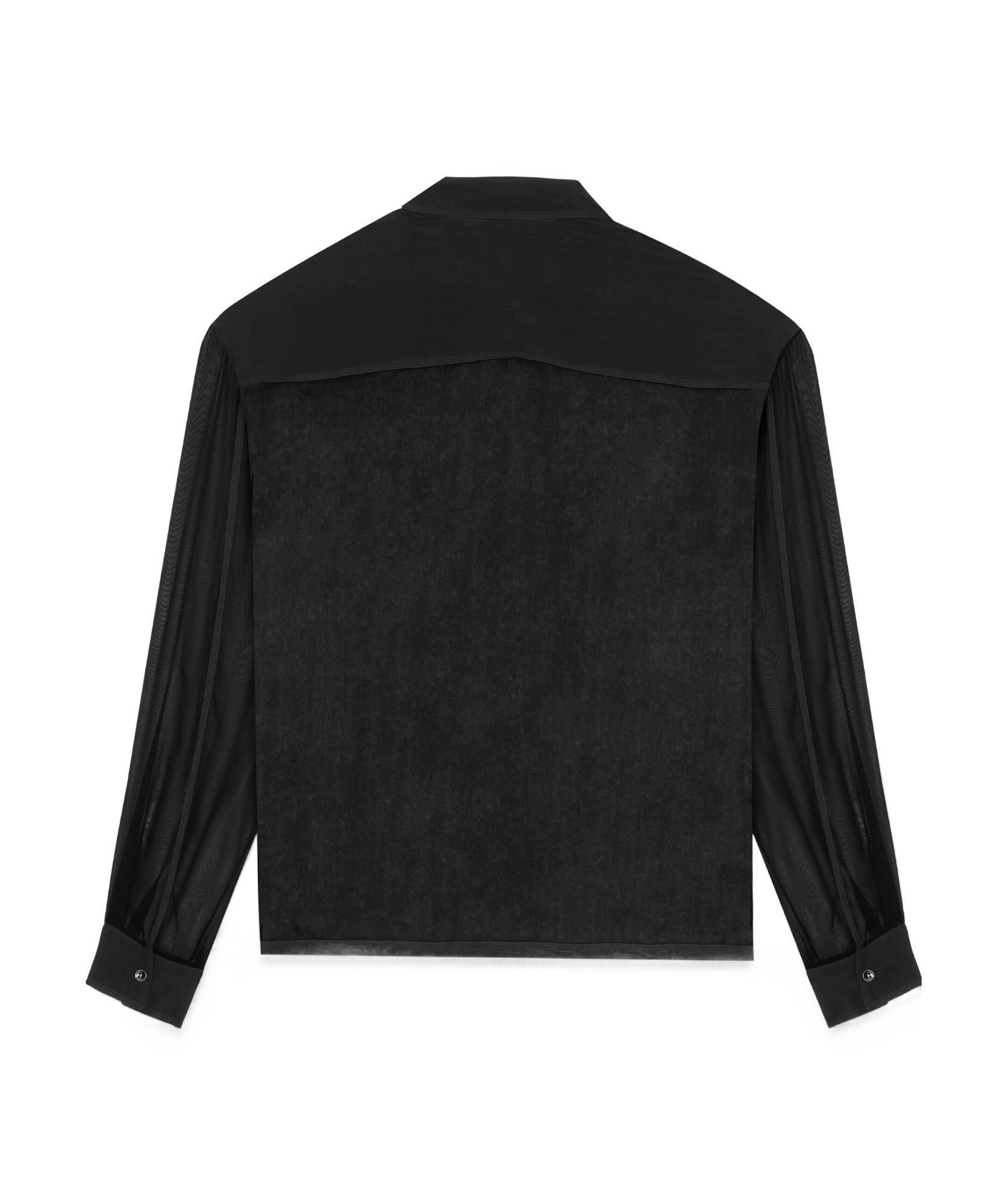 Saint Laurent Semi-sheer Silk Shirt In Black