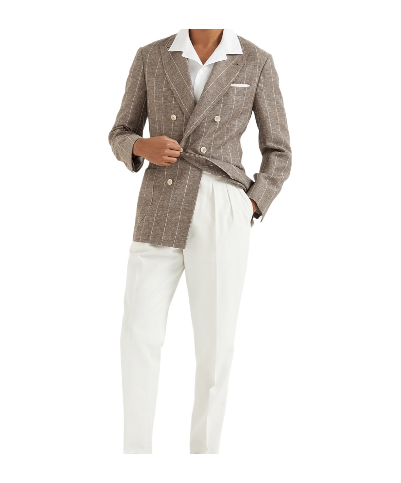 Brunello Cucinelli Long-sleeved Wool Suit Coat In Multicolor