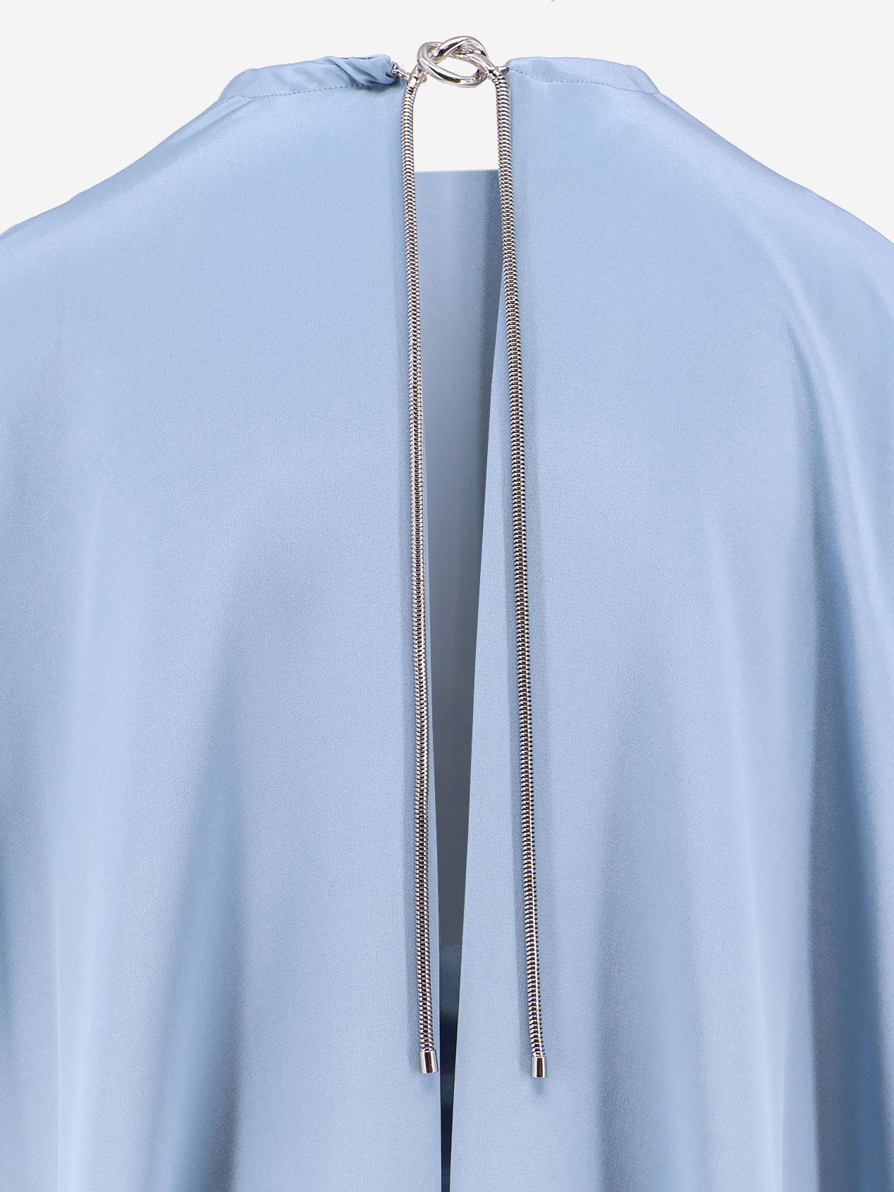 Max Mara Pianoforte Women Managua Pure Silk Crepe De Chine Dress With Cape In Blue