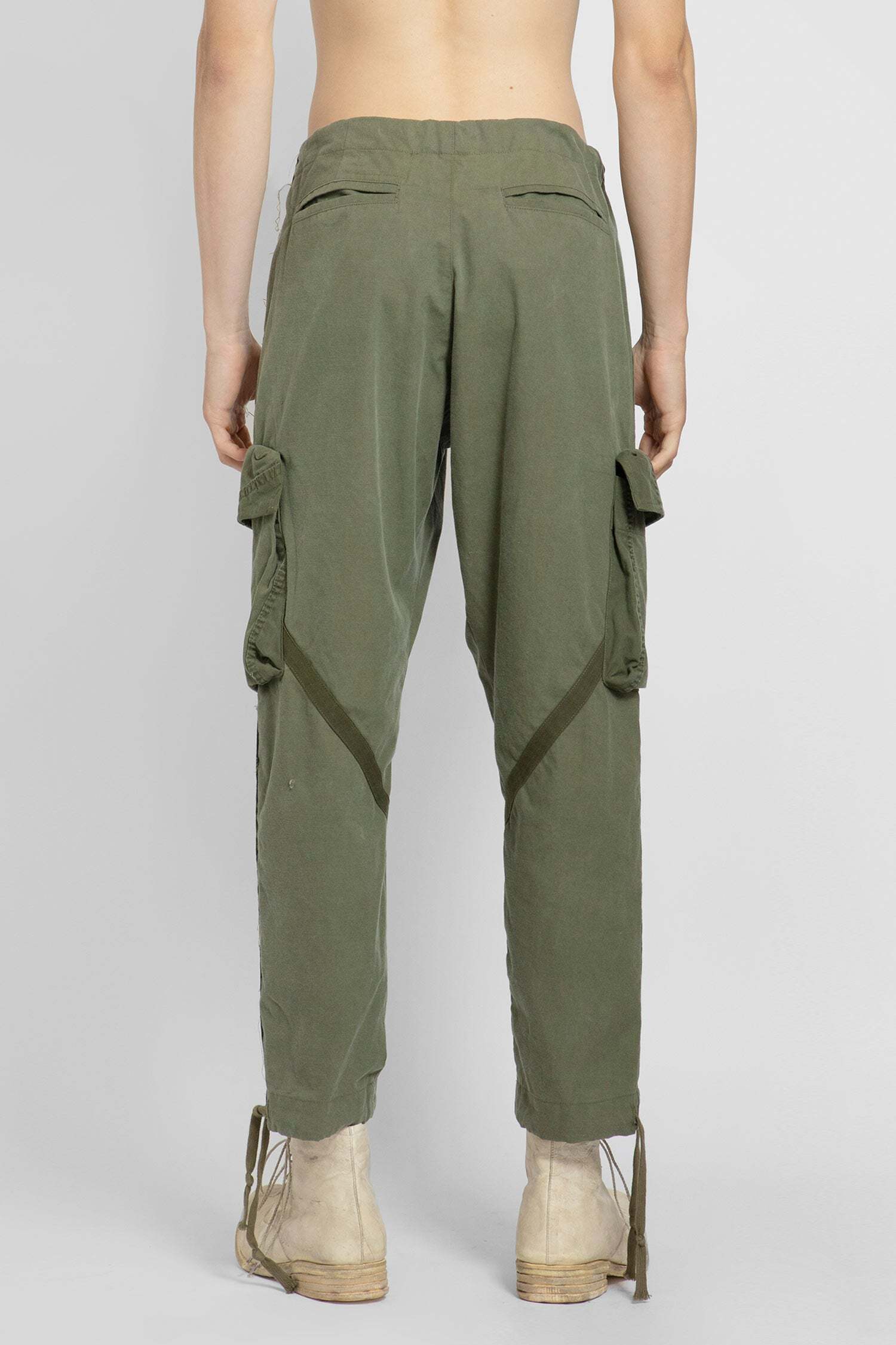 Greg Lauren Cropped Tapered Trousers In Green