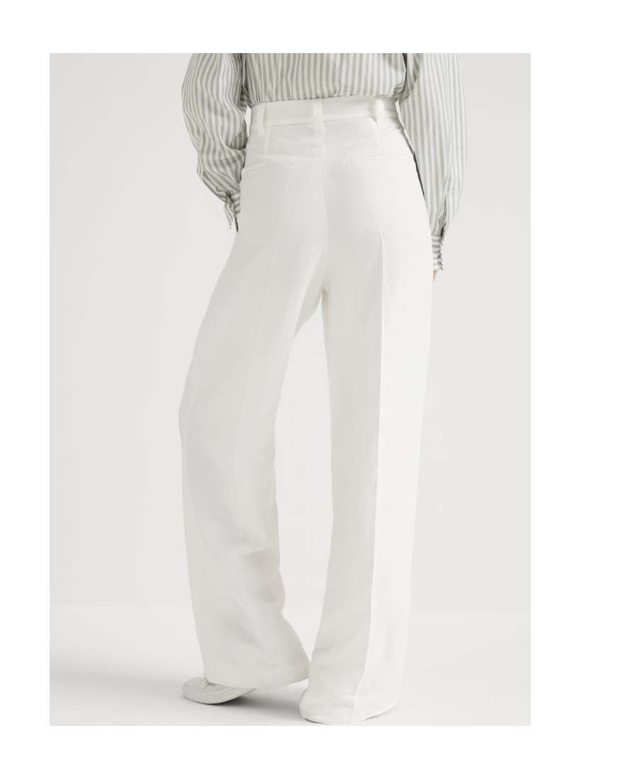 Brunello Cucinelli Pleated Canvas Wide-leg Pants In White